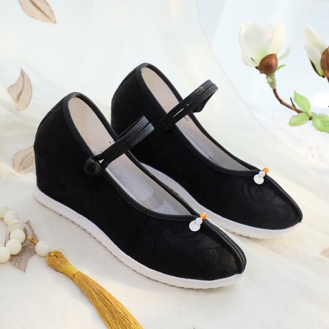 Hidden-Wedge Sandals Textile Floral