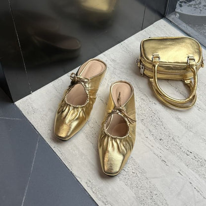 Square Toe Bow Mules