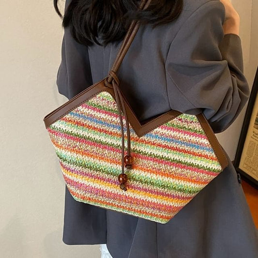 Striped Woven Handbag