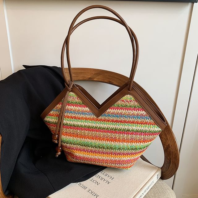 Striped Woven Handbag