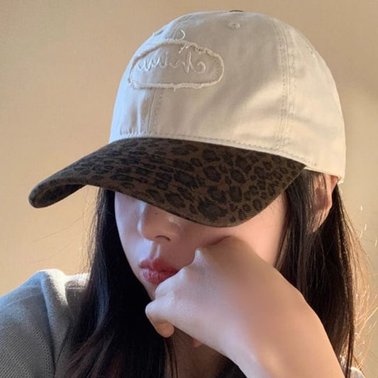 Leopard Print Panel Baseball Cap