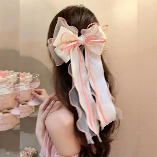 Organza Bow Hair Clip With Long Ribbons