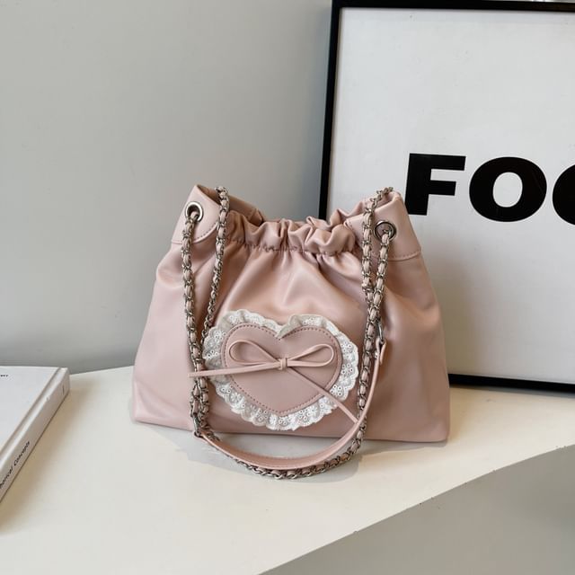 Bow Heart Chain Shoulder Bag