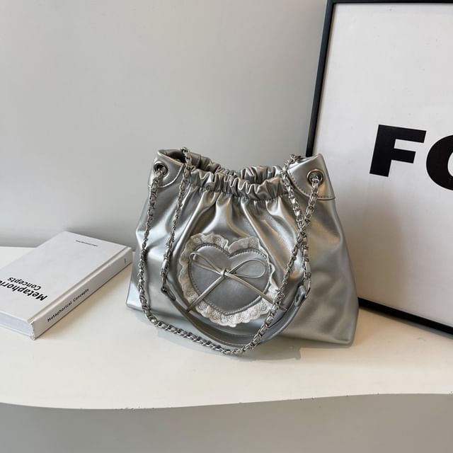 Bow Heart Chain Shoulder Bag