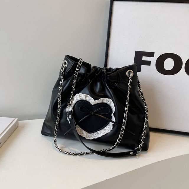 Bow Heart Chain Shoulder Bag