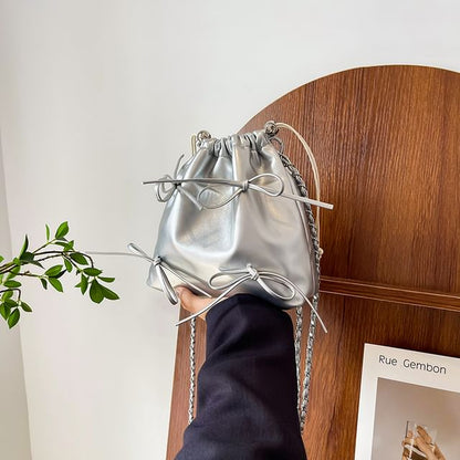 Bow Drawstring Chain Backpack