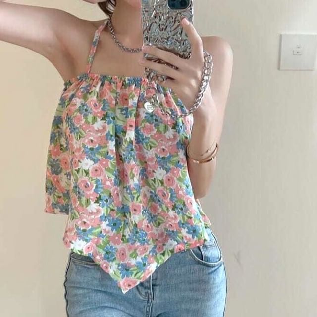 Halter Floral Print Top