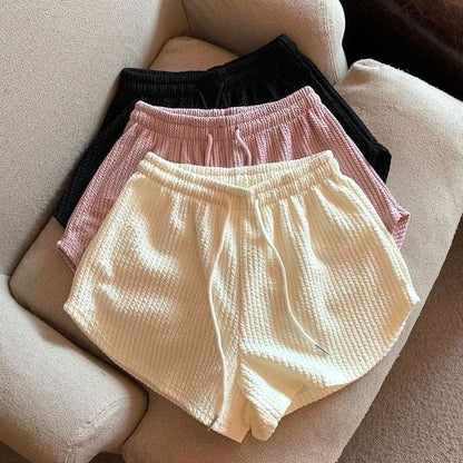 Drawstring Waist Plain Shorts