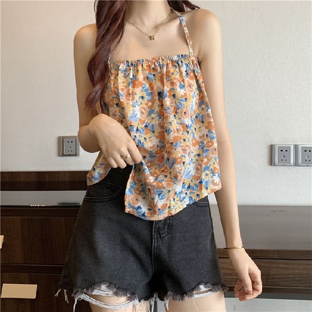 Halter Floral Print Top