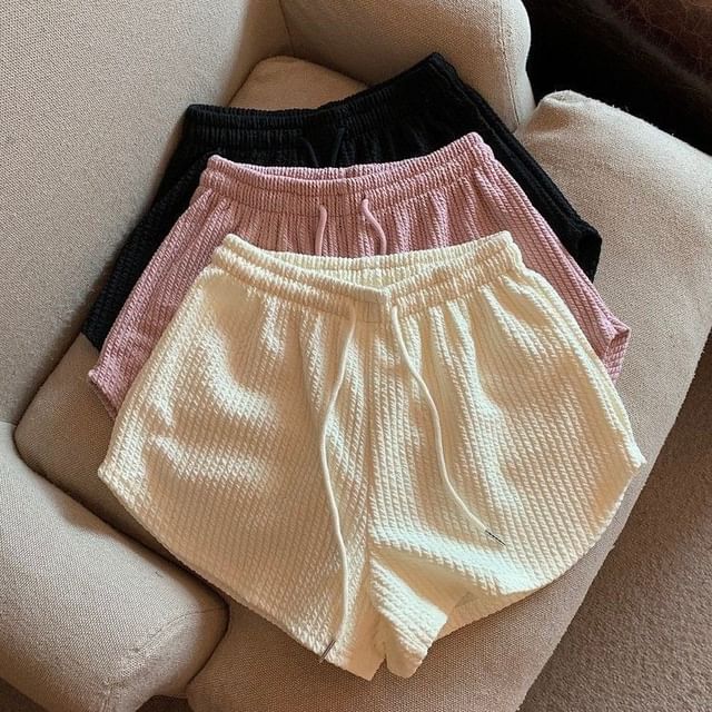 Drawstring Waist Plain Shorts