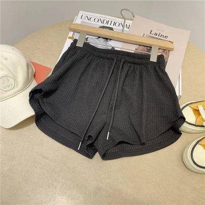 Drawstring Waist Plain Shorts