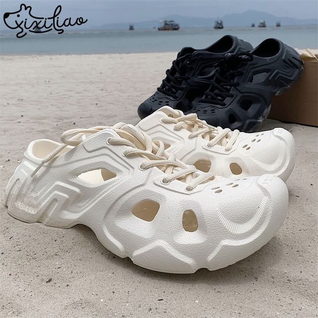 Plain Lace Up  Mules