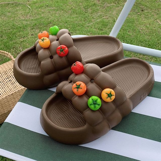 Platform Waffle Slide Sandals