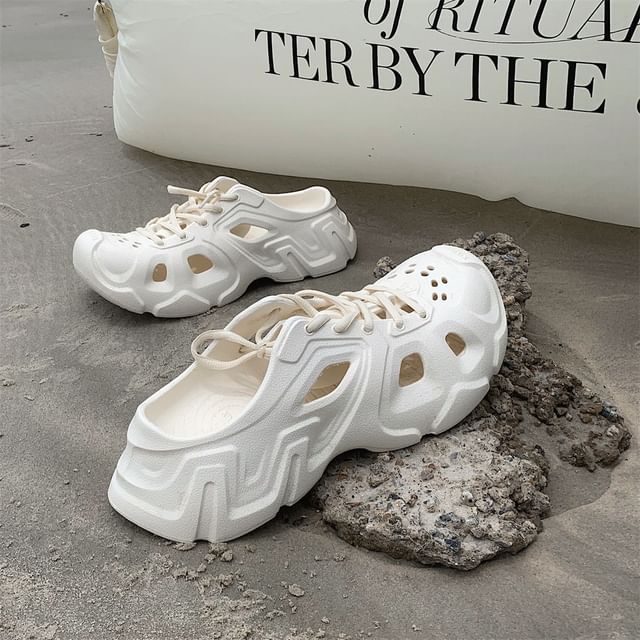 Plain Lace Up  Mules