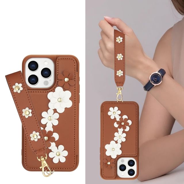 Floral Faux Leather Phone Case