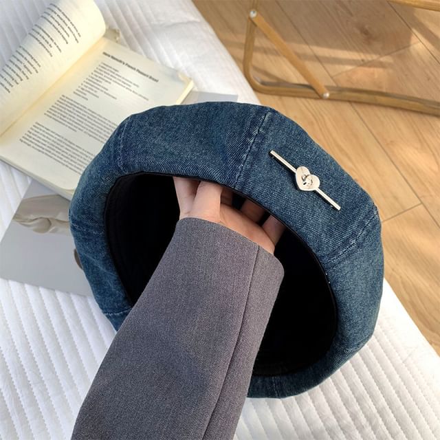 Heart Washed Denim Beret