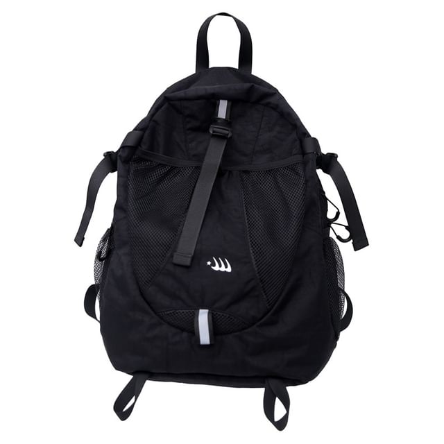 Star Print Mesh Panel Multi-Pocket Backpack