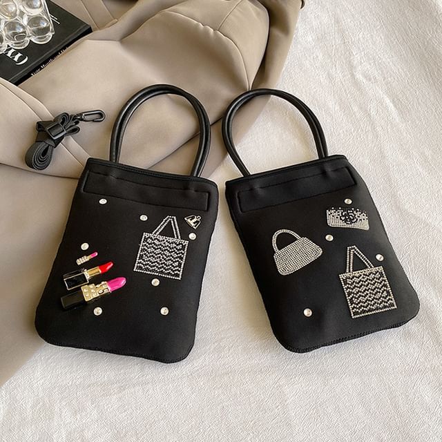 Rhinestone Top Handle Crossbody Bag