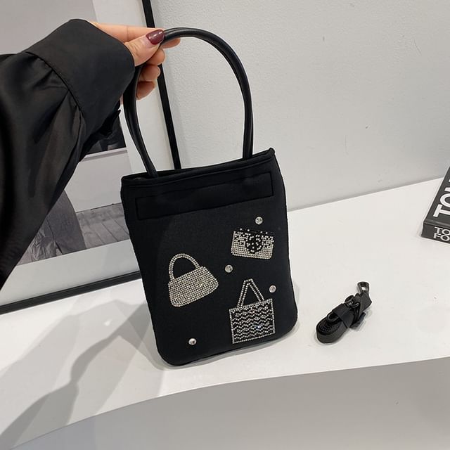 Rhinestone Top Handle Crossbody Bag