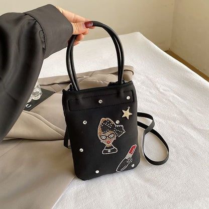 Rhinestone Top Handle Crossbody Bag