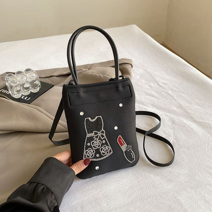 Rhinestone Top Handle Crossbody Bag