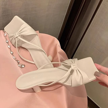 Square Toe High Heel Slide Sandals
