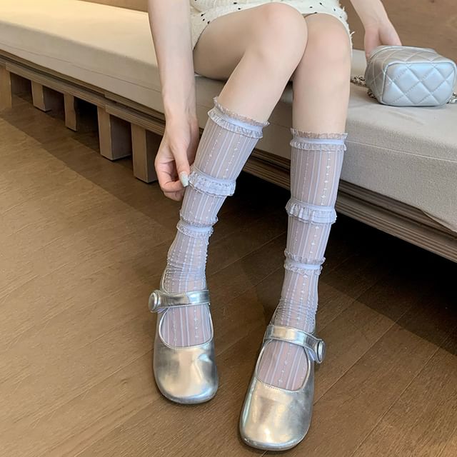 Ruffle Trim Mesh Socks / Set (Various Designs)