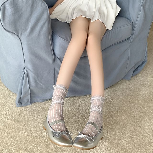 Ruffle Trim Mesh Socks / Set (Various Designs)