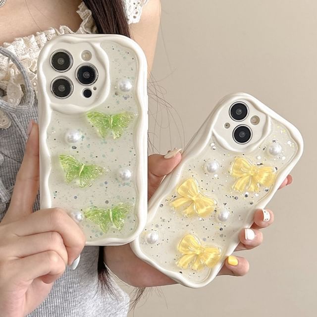 Butterfly Faux Pearl Phone Case