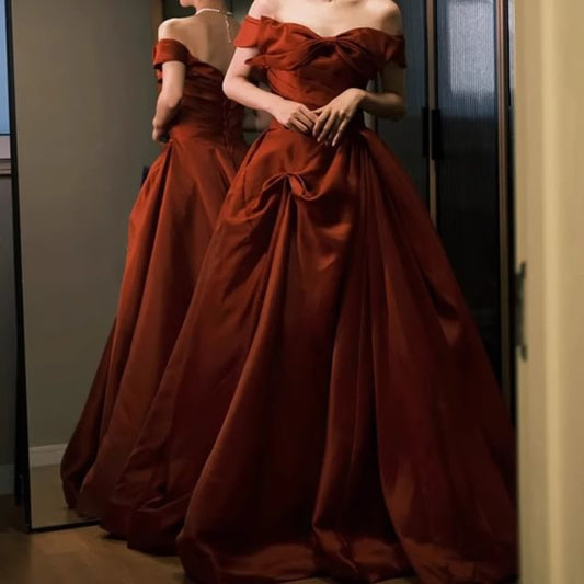 Evening Gown Shoulder Bow A-Line Off