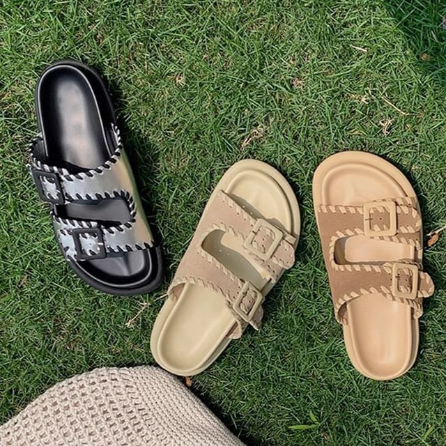 Sandals Slide Platform Buckled