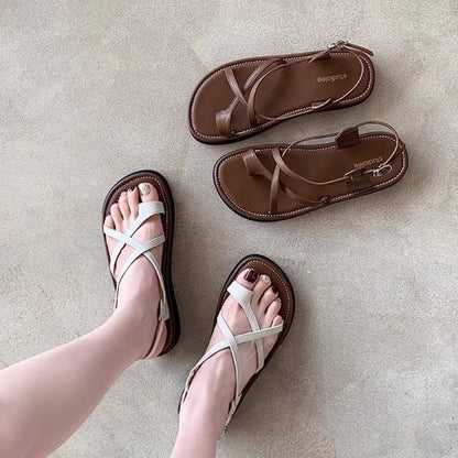 Platform Loop Cross Sandals Criss Toe