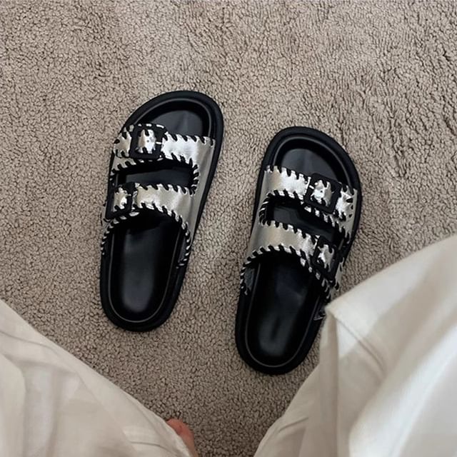 Sandals Slide Platform Buckled