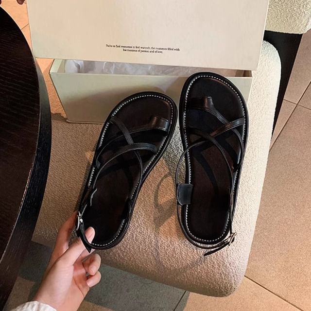 Platform Loop Cross Sandals Criss Toe