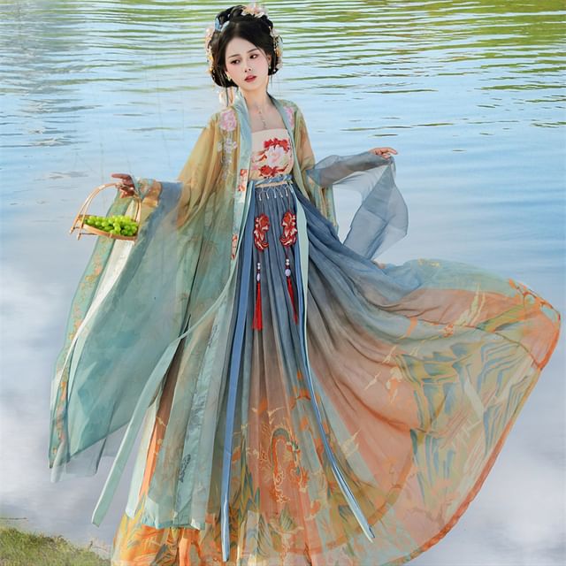 Flower Embroidered Hanfu Set