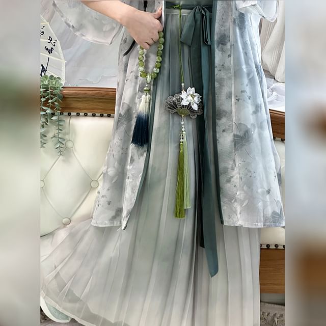 Flower Hanfu Jacket / Camisole Top / Maxi Skirt / Set