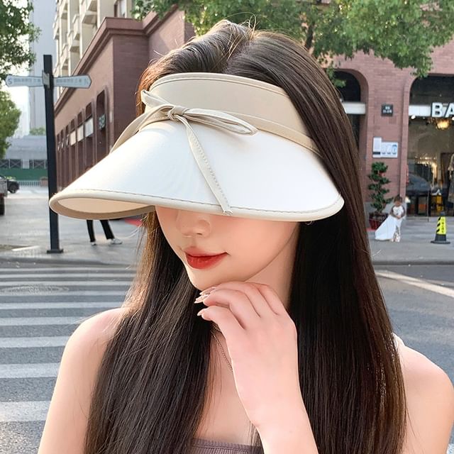 Visor Hat With Bow Sun Decoration