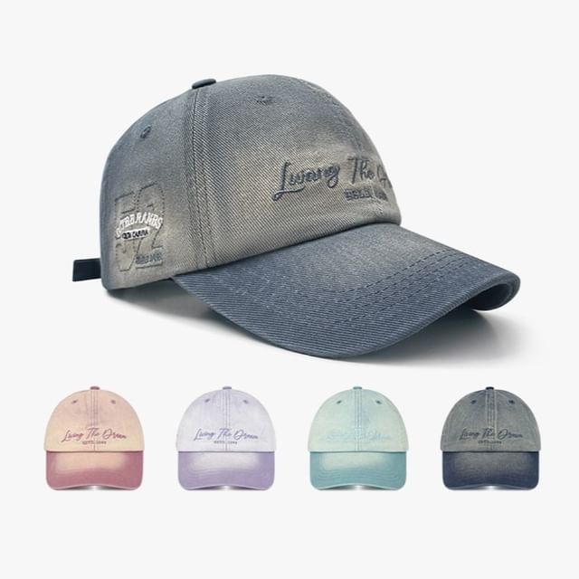 Lettering Baseball Cap Denim Embroidered