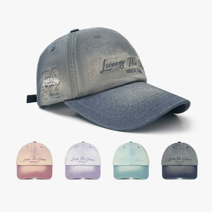 Lettering Baseball Cap Denim Embroidered