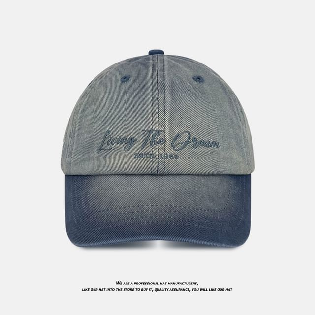 Lettering Baseball Cap Denim Embroidered