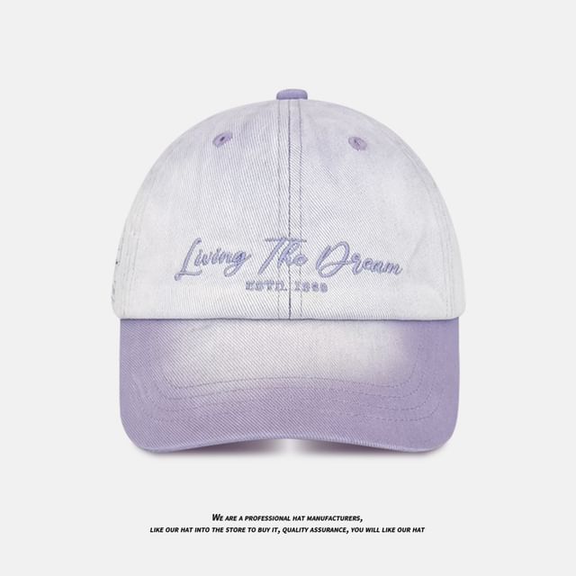 Lettering Baseball Cap Denim Embroidered