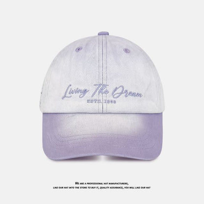 Lettering Baseball Cap Denim Embroidered