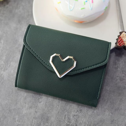 Heart Accent Faux Leather Short Wallet