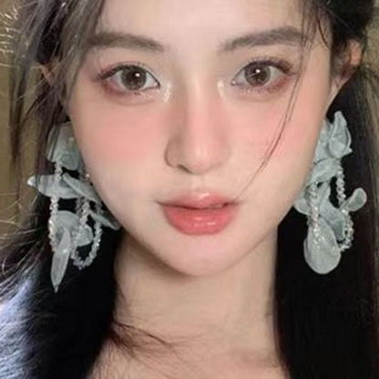 Beaded Mesh Drop Earring