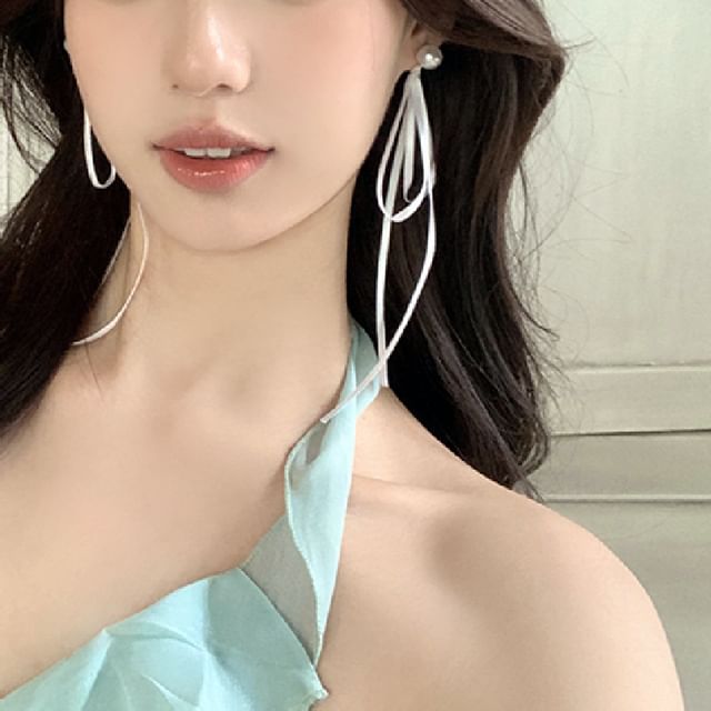 Faux Pearl Bow Earring