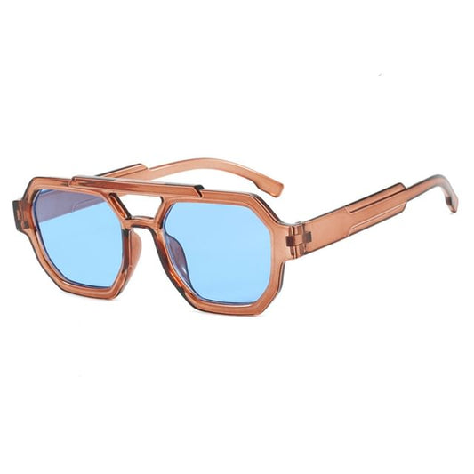Geometric Double Bridge Plastic Sunglasses