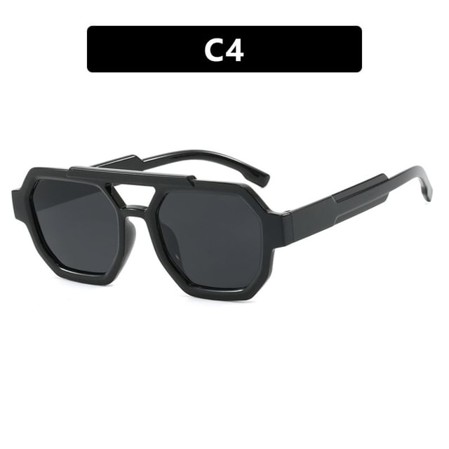 Geometric Double Bridge Plastic Sunglasses