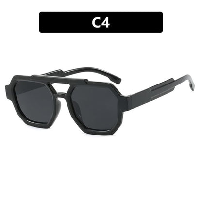 Geometric Double Bridge Plastic Sunglasses