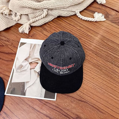 Lettering Corduroy Embroidered Cap