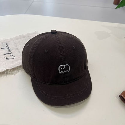 Elephant Embroidered Short Brim Cap